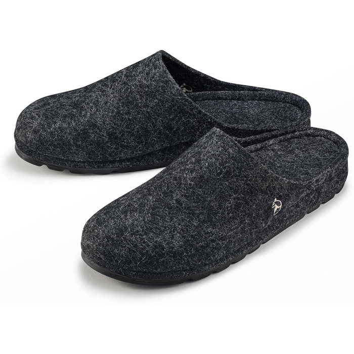 Чоловічі фетрові тапочки ESTRO - теплі зимові халапи з гумовою підошвою (45 EU, чорний)