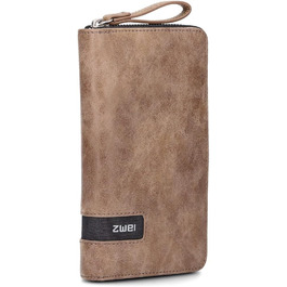 Two large women's wallets/purses O.Wallet OW2 brown vintage-style wallet, wallet with all-around zipper, 15 card slots, 2 bill compartments, coin pocket & see-through pocket