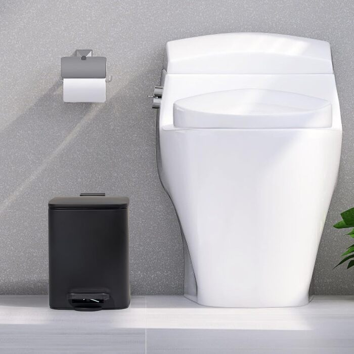 Сміттєвий кошик для ванної кімнати GREELUE 6л з кришкою Soft Close, металевий педальний відро для санвузла та спальні, чорний (24 x 19,5 x 25 см)
