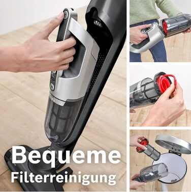 Пилосос Bosch Flexxo 2в1 BBH3P280, бездротовий, акумуляторний, безмішковий, висока потужність, довга автономність, LED-насадка, для всіх типів підлог, темно-сірий, 28В