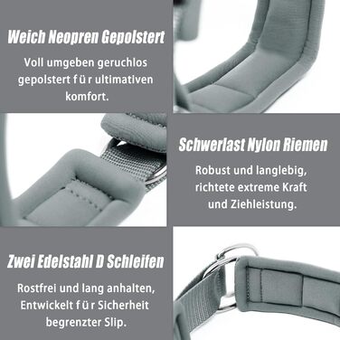 Нашийник для собак з неопрену (4см) з відбиваючими елементами, міцний нейлон, стопор, комфортний, для дресирування, проти ривка, для малих, середніх та великих собак, сірий, L (45-56см)