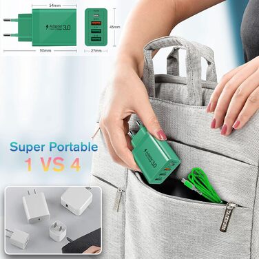 Acezeek Зарядний пристрій USB-C 40W з кабелями Type-C (2 адаптери + 2 кабелі) - Швидка зарядка для iPhone, Galaxy, iPad Pro