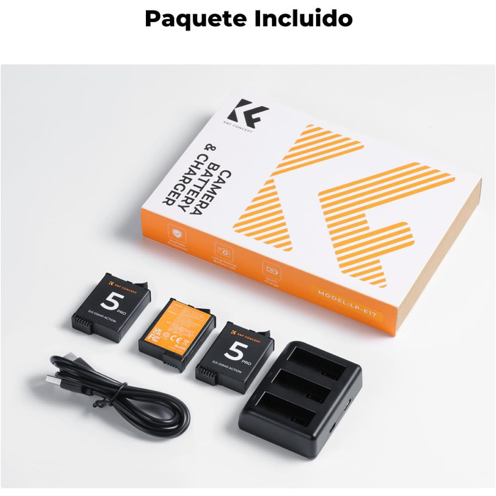 Акумулятор K&F Concept OSMO Action 5 2100mAh + Зарядний пристрій 3-слотовий + Експрес-кейс для карт, сумісний з DJI OSMO Action 5 Pro, Action 4, Action 3 та Osmo 360