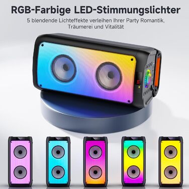 Караоке система JYX T10 з 2 мікрофонами, Bluetooth колонка RGB, портативна караоке-бокс з USB/TF/AUX/FM, для вечірок