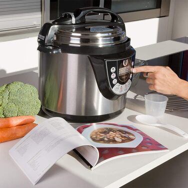 Cecotec Programmable Electric Pressure Cooker, Olla GM Model D. 1000W, Multifunctional, 9 Menus, Frying Function, 6L Capacity, 90 kPa Pressure, Voice Guidance, 24-Hour Timer, Includes Recipe Book