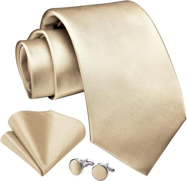 Краватка чоловіча Enlision для весілля: комплект краватки, нагрудного хустинки та краваткових затискачів. Шовк, візерунок павароті, різні кольори, колір шампань