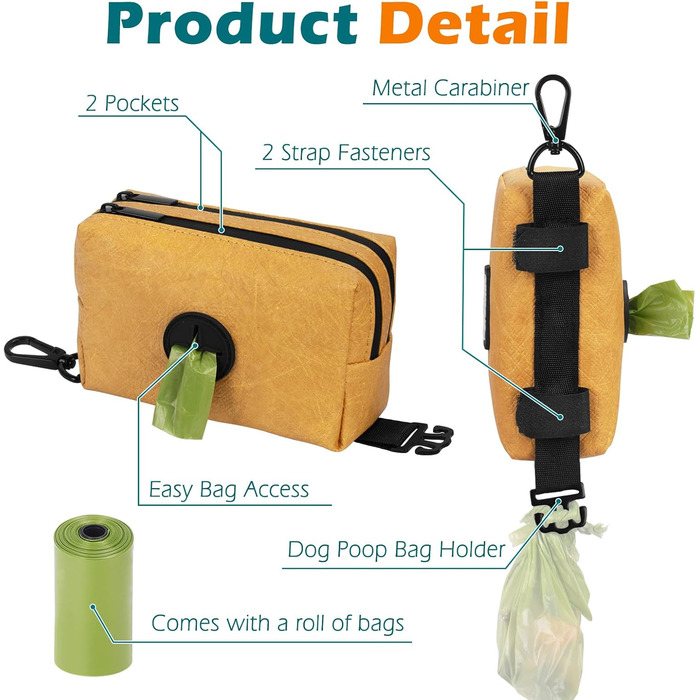 Диспенсер для собачих відходів PetBonus з водонепроникним корпусом, міцна сумка для ласощів та 15 відходів (колір: коричневий)