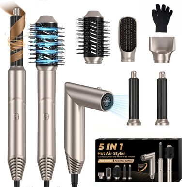 UKLISS 8-в-1 Pro Airstyler: Фен-щітка, локони, термощітка, 1400W, для жінок