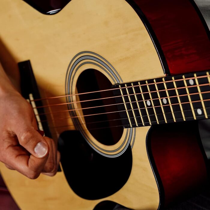 Акустична гітара 3rd Avenue 4/4 з каподастром, Cutaway, для початківців – набір з чохлом, ремінком, медіаторами та запасними струнами