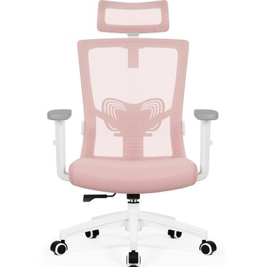 Ергономічне крісло Daccormax для офісу: регульована спинка, підголівник, підлокітники, витривале до 150 кг (Рожевий)