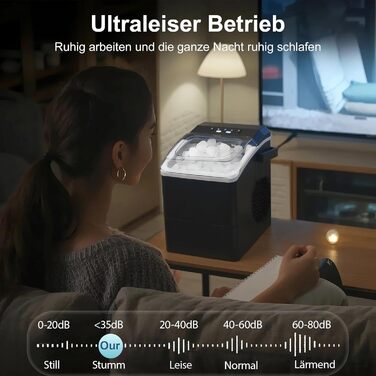 Машина для приготування кубиків льоду Klein - 2 розміри, 9 кубиків за 6 хвилин, портативна, для офісу, кемпінгу та вечірок (чорний)