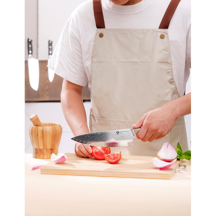 Японський ніж WILDMOK Santoku 20см з дамаської сталі, VG10, ручка з композитного матеріалу, ніж для кухні