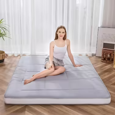 MAXYOYO футон матрац японський, складний, товстий, дихаючий, підлоговий матрац для сну, гостьове ліжко, кемпінг, диван, зелений, 135x190 см (також світло-сірий, 90x190 см)