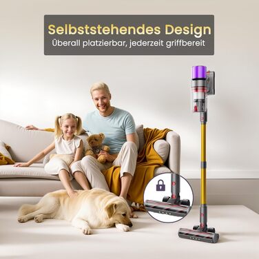 Бездротовий пилосос X7 55Kpa/600W/80Min з LED-дисплеєм, акумуляторний, самостійно заряджається, з антизаплутувальною щіткою, автоматичний режим для килимів, шерсті тварин та твердих поверхонь, золотий