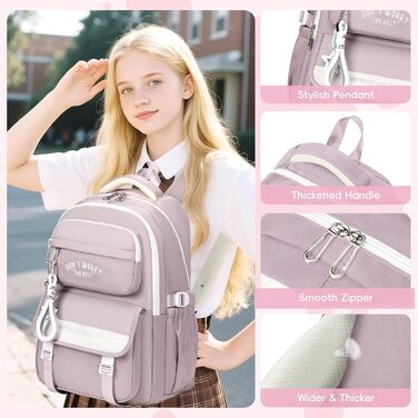 Шкільний рюкзак Tanou для підлітків, дівчаток, 4-12 клас. Великий, водонепроникний, для школи, середньої та вищої освіти (фіолетовий)