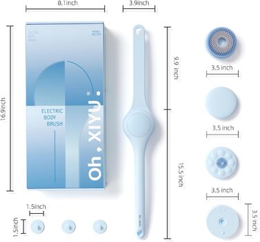 Електрична щітка для спини, м'яка ексфоліація, перезаряджається, довга ручка для душу, допомога у нанесенні крему на спину для жінок, чоловіків, людей похилого віку, глибоке очищення для всіх типів шкіри, хороша піна - Рожева (Небесно-блакитна)