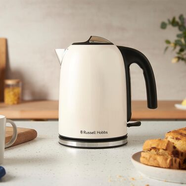 Електричний чайник Russell Hobbs Colours Plus Mocha з нержавіючими акцентами, 1.7л, 2400W, з індикатором рівня води, фільтром від накипу та функцією швидкого кип'ятіння