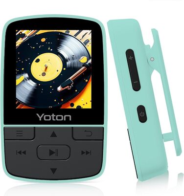 MP3-плеєр YOTON з Bluetooth 5.2, Hi-Fi звук, FM-радіо, диктофон, регулятор гучності, навушники, підтримка SD до 128 ГБ (М'ятний)
