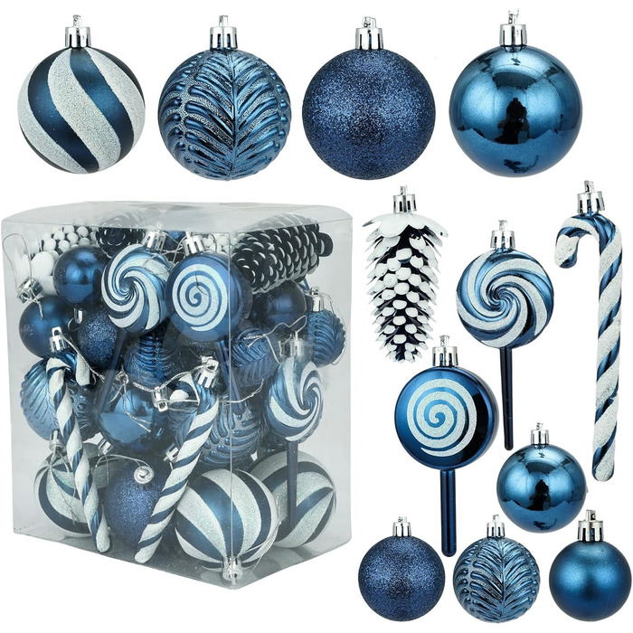 Набір прикрас на ялинку 40 шт. червоні кулі, пластик, Balu