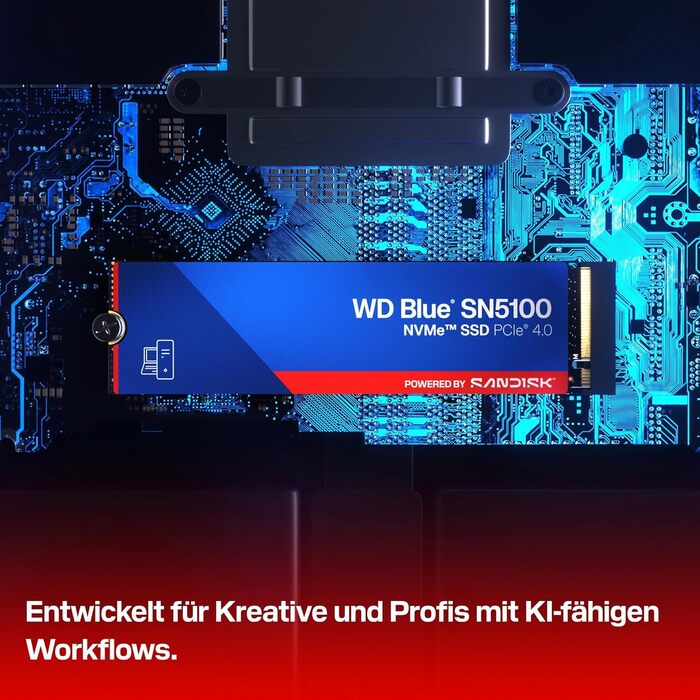 SSD WD Blue SN5100 1TB NVMe PCIe Gen 4.0 M.2 2280 - Швидкість 7100 MB/s, nCache 4.0, SanDisk 3D NAND