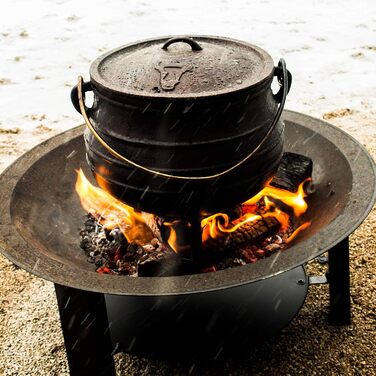 Чавунний казан BBQ-Toro Potjie №1, 3 л з ніжками для відкритого вогню, південноафриканський Dutch Oven, жаростійкий казан для м'яса з кришкою