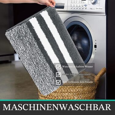 Килимок для ванної кімнати Pauwer 45 x 65 см, м'який гігроскопічний килим з мікрофібри, протиковзний та придатний для прання, темно-сірий