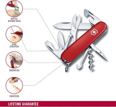 Швейцарський ніж Victorinox Climber, 14 функцій, Swiss Made, Мультитул з ножем, ножицями, відкривачкою для консервів та ковпачка, викруткою, дерев'яний, Limited Edition