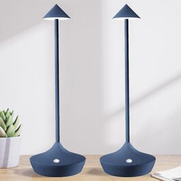 Набір з 2-х світлодіодних акумуляторних настільних ламп Hapfish бездротових, диммуються, алюмінієві, водонепроникні, для дому, тераси, ресторану (Коричневий/Синій)