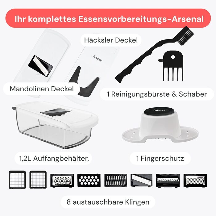 Многофункціональний овочевий слайсер-терка Mandoline 8-в-1 PRO чорного кольору: для овочів, фруктів, сиру, цибулі, огірків, картоплі