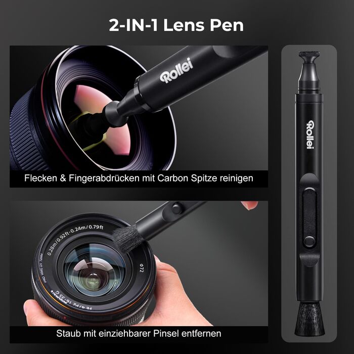 Набір для чищення камери Rollei Travel 7-в-1: Lenspen, двірник, серветки, рідина для чищення об'єктивів, для Sony, Nikon, Canon