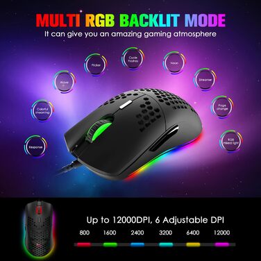 Ігрова комбінація клавіатури та миші MAGIC-REFINER: механічна клавіатура 62 клавіші, RGB-підсвітка, миша 12000 DPI, USB-C, для PC/Mac/Win (червоний перемикач)