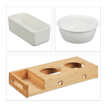 Relaxdays Cat Food Station & Cat Grass Bowl