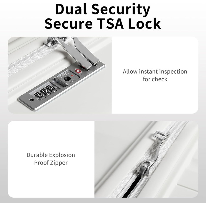 Набір валіз KONO 2 шт: ручна валіза-тележка 56 см + косметичка з поліпропілену, жорсткий корпус, 4 колеса, TSA-замок (кремово-білий)