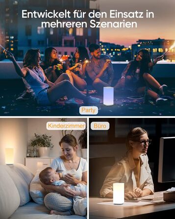 Нічна лампа торшера Touch Dimmable, з пультом дистанційного керування LED, на батарейках, 256 кольорів, 3 режими, нічник, для дітей, створення атмосфери, настільна лампа, таймер для спальні, вітальні, біла