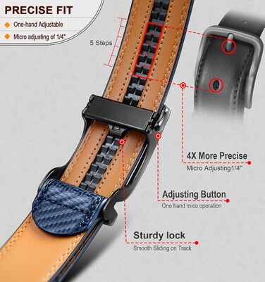 Чоловічий шкіряний ремінь KEMISANT з автоматичною пряжкою, 35 мм, без отворів, регульований розмір 140-160 см, для ділового костюма, темно-синій