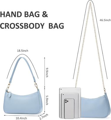 Сумка жіноча WantGor Clutch Tote через плече міні Hobo Bag блакитна екошкіра ретро