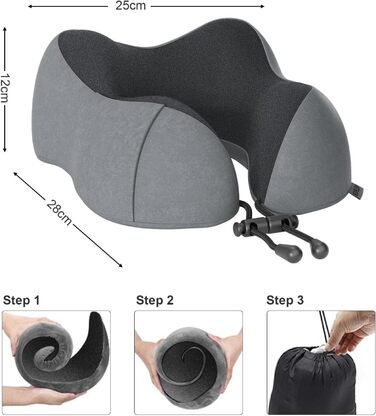 Подушка для шиї у вигляді білки Memory Foam для подорожей (темно-сірий)