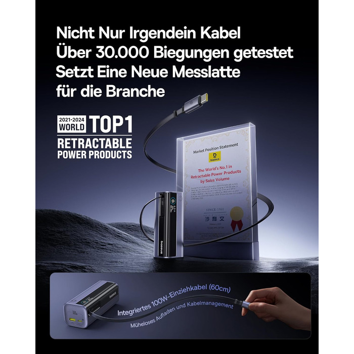 Powerbank Baseus EnerGeek для ноутбука: 100W, 10000mAh, 2x USB-C PD 3.0, Digitaldisplay, сумісний з MacBook, Dell, HP, SteamDeck, iPhone, Samsung