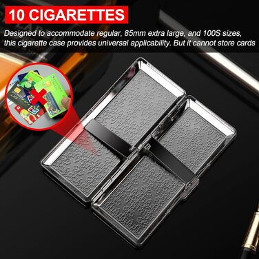 Вінтажний металевий тютюнониця для чоловіків та жінок, вміщує 18-20 сигарет (100 мм), чорний у горошок