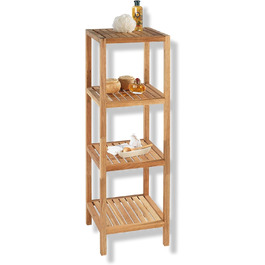 WENKO Norway Shelving Unit with 4 shelves, open standing shelf with 3 shelves made of solid, oiled walnut wood with natural wood oil, high-quality processed living shelf for the household, 36 x 112 x 36 cm, Natural
