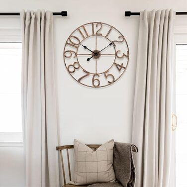 SkyNature Wall Clock No Ticking, 47cm Large Vintage Metal Decor Wall Clocks, Silent Round Bronze Industrial Clock, Analog Wall Clock for Living Room, Kitchen, Bedroom, Office - Bronze