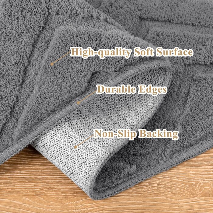 Килимок для вітальні SHACOS з коротким ворсом, сірий, 120 x 160 см. Геометричний килим з 3D ефектом, антиковзаюча підкладка, для спальні, їдальні