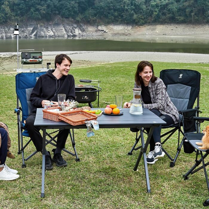 Розкладний туристичний стіл EVER ADVANCED 120x70 см, алюміній, 100 кг, сірий