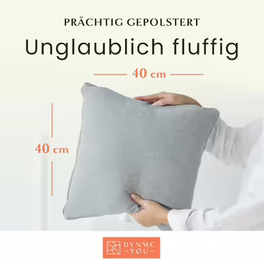 DYNMC throw pillow, 40 x 40 cm, decorative, cotton cover, Öko-TEX certified – decorative cushion with medium-firm filling – perfect as a comfortable back cushion – high-quality grey cushion