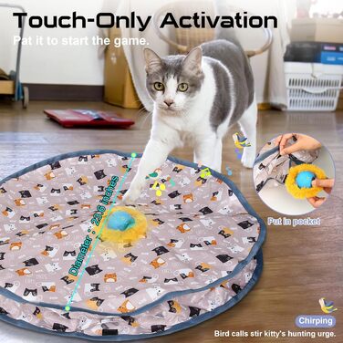 PUHOHUN Cat Toy Ball for Adult Cats Indoor | Interactive Automatic Cat Toy Ball | Fast Rolling - Motion-Activated Chirping | Mouse-Hunting Game (Brown)