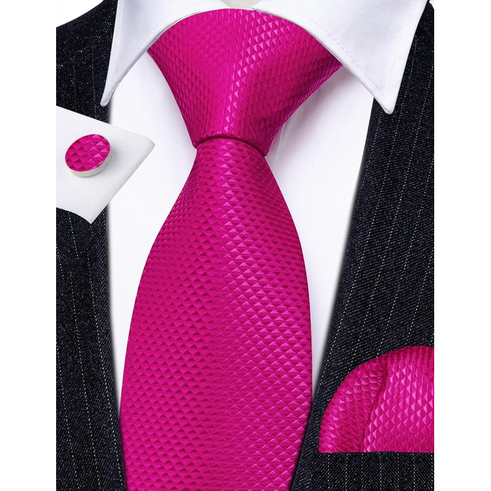Комплект краваток Barry.Wang: краватка, кишеньковий хустинка та запонки для весілля та ділових зустрічей, маджента