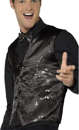 Чоловіча жилетка з паєтками Smiffys для Хелловіну, чорна, розмір S (34-36)
