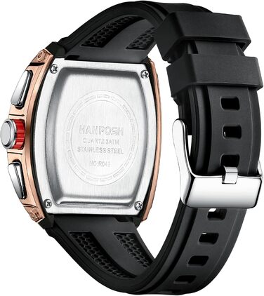 HANPOSH Чоловічий годинник: аналоговий кварцовий годинник, водостійкий спортивний годинник, тактичний годинник (чорний, золотий)
