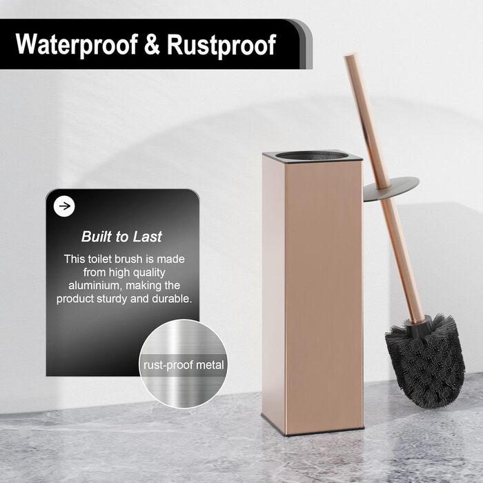 Набір для туалету BVL з щіткою та тримачем, метал, рожеве золото, 2 насадки