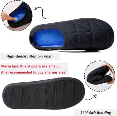 Тапочки домашні жіночі/чоловічі зимові теплі, плюшеві, м'які, зручні з memory foam, антиковзні, двоколірні, для дому та вулиці, 38/39 EU, чорні
